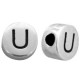 DQ metal alphabet bead letter U Antique silver