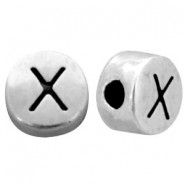 DQ metal alphabet bead letter X Antique silver