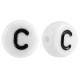 Acrylic alphabet beads letter C White