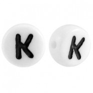 Acrylic alphabet beads letter K White