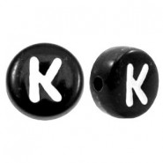 Acrylic alphabet beads letter K Black