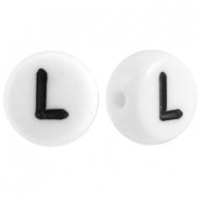 Acrylic alphabet beads letter L White