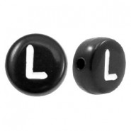 Acrylic alphabet beads letter L Black