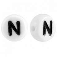 Acrylic alphabet beads letter N White