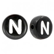 Acrylic alphabet beads letter N Black