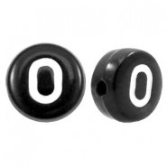 Acrylic alphabet beads letter O Black