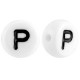 Acrylic alphabet beads letter P White