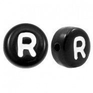 Acrylic alphabet beads letter R Black