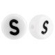 Acrylic alphabet beads letter S White