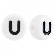 Acrylic alphabet beads letter U White