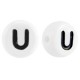 Abalorios alfabeto acrílico letra U - Blanco