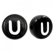 Acrylic alphabet beads letter U Black