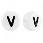 Acrylic alphabet beads letter V White