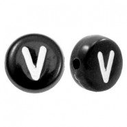 Acrylic alphabet beads letter V Black