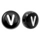 Acrylic alphabet beads letter V Black