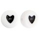 Acrylic beads Hearts black and white