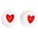 Acrylic beads Hearts Red - white
