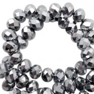 Top Glas Facett Perlen 8x6mm rondellen Silver-pearl high shine coating