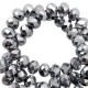 Faceted glass beads 8x6 mm rondelle Silver-pearl high shine coating