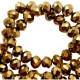 Faceted glass beads 8x6 mm rondelle Gold-metallic pearl high shine coating