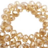 Abalorios de vidrio rondelle Facetados 6x4mm - Sandlewood champagne-pearl high shine coating