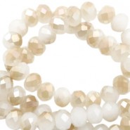 Abalorios de vidrio rondelle Facetados 4x3mm - Vivid white-half topaz pearl high shine coating