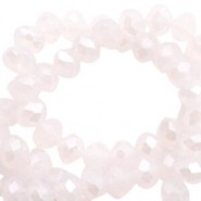 Abalorios de vidrio rondelle Facetados 4x3mm - Light rose alabaster pink-pearl high shine coating