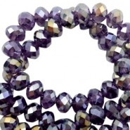 Abalorios de vidrio rondelle Facetados 8x6mm - Tawny port purple-half gold pearl high shine coating