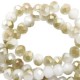 Abalorios de vidrio rondelle Facetados 8x6mm - White-half champagne pearl high shine coating