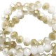 Top Facet kralen 8x6mm disc White-half champagne pearl high shine coating