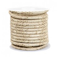 Gestikt imi leer 4x3mm reptile Beige