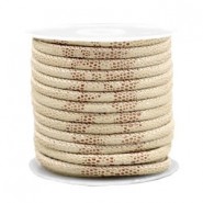 Gestikt imi leer 4x3mm reptile Beige brown
