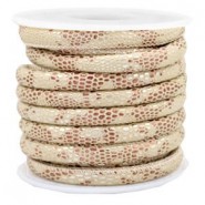 Gestikt imi leer 6x4mm reptile Beige brown