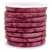 Gestikt imi leer 6x4mm reptile Mulberry red