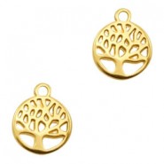 DQ metal charm round Tree Gold