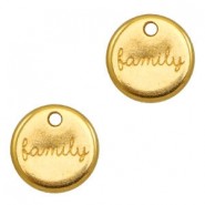 DQ metal charm round "Family" Gold