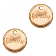 DQ metal charm round "Family" Rosegold