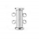 Metal magnetic slide clasp 2x2 eyelets Silver