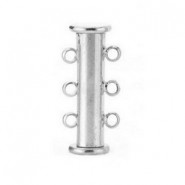 Metal magnetic slide clasp 2x3 eyelets Silver