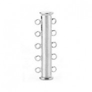 Metal magnetic slide clasp 2x5 eyelets Silver