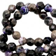 Faceted natural stone beads disc 3mm Purple black