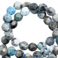 Faceted natural stone beads disc 3mm Blue grey