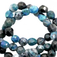 Faceted natural stone beads disc 3mm Multicolour blue
