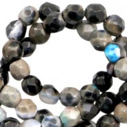 Faceted natural stone beads disc 3mm Anthracite grey