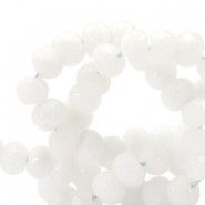 Faceted natural stone beads disc 6mm Off white
