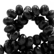 Faceted natural stone beads disc 6mm Black