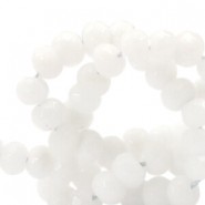 Faceted natural stone beads disc 8mm Off white