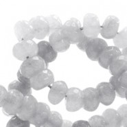 Faceted natural stone beads disc 8mm Light grey