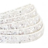 Plat imi leer met glitters 10mm White
