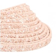 Plat imi leer met glitters 5mm Light salmon pink